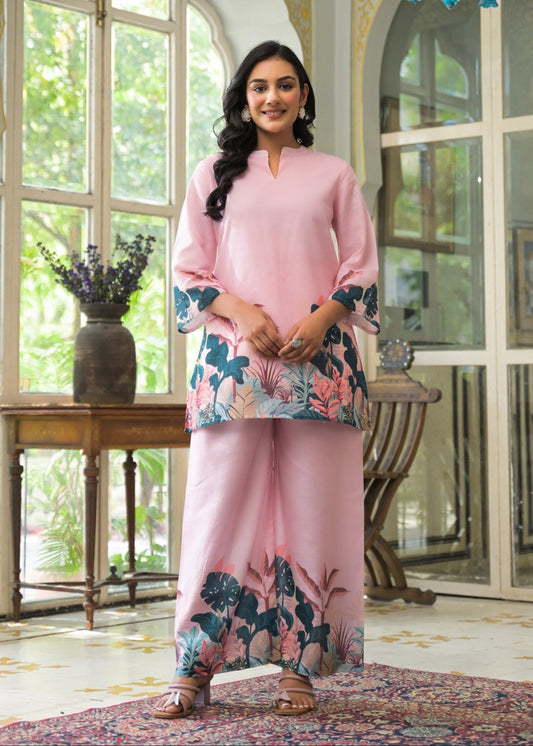 Vastramaya Softpink printed cotton co-ord set