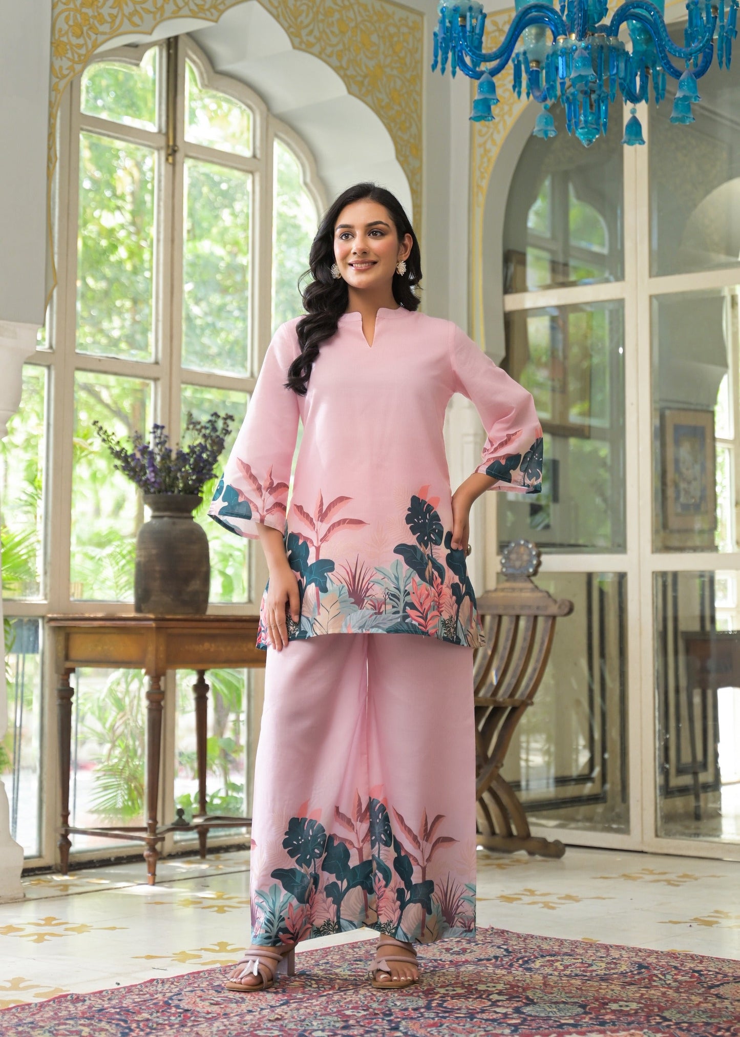 Vastramaya Softpink printed cotton co-ord set