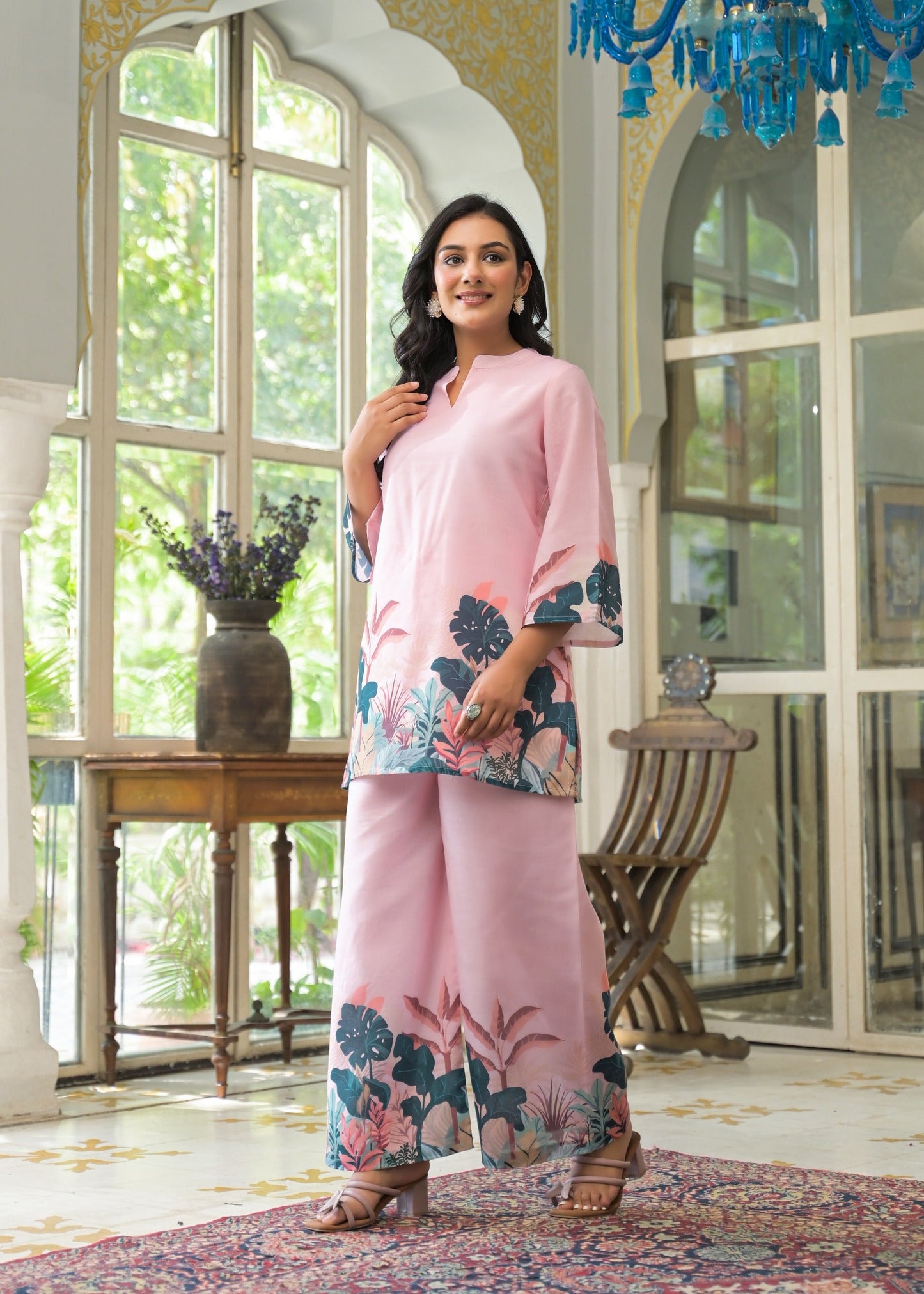 Vastramaya Softpink printed cotton co-ord set
