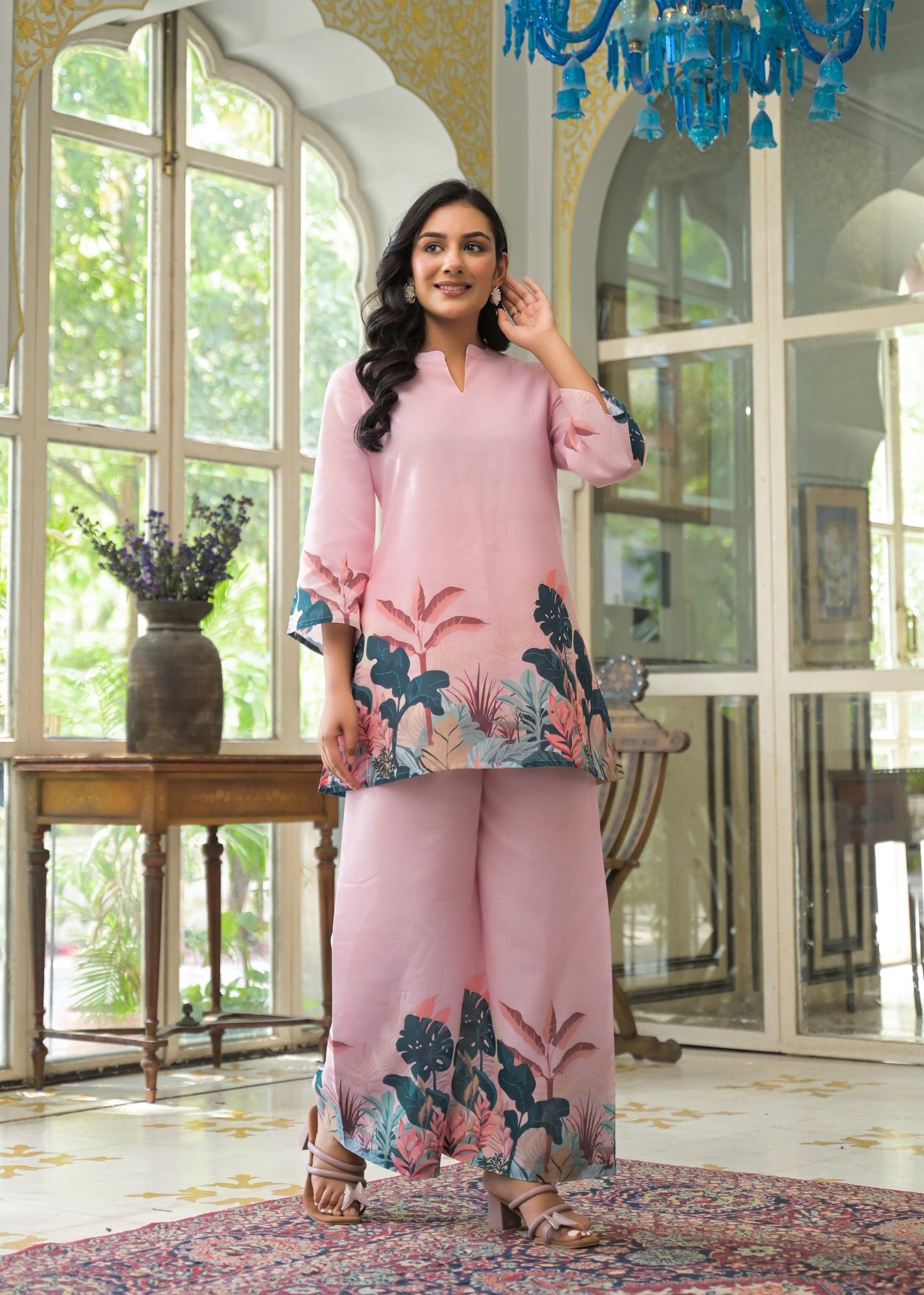 Vastramaya Softpink printed cotton co-ord set