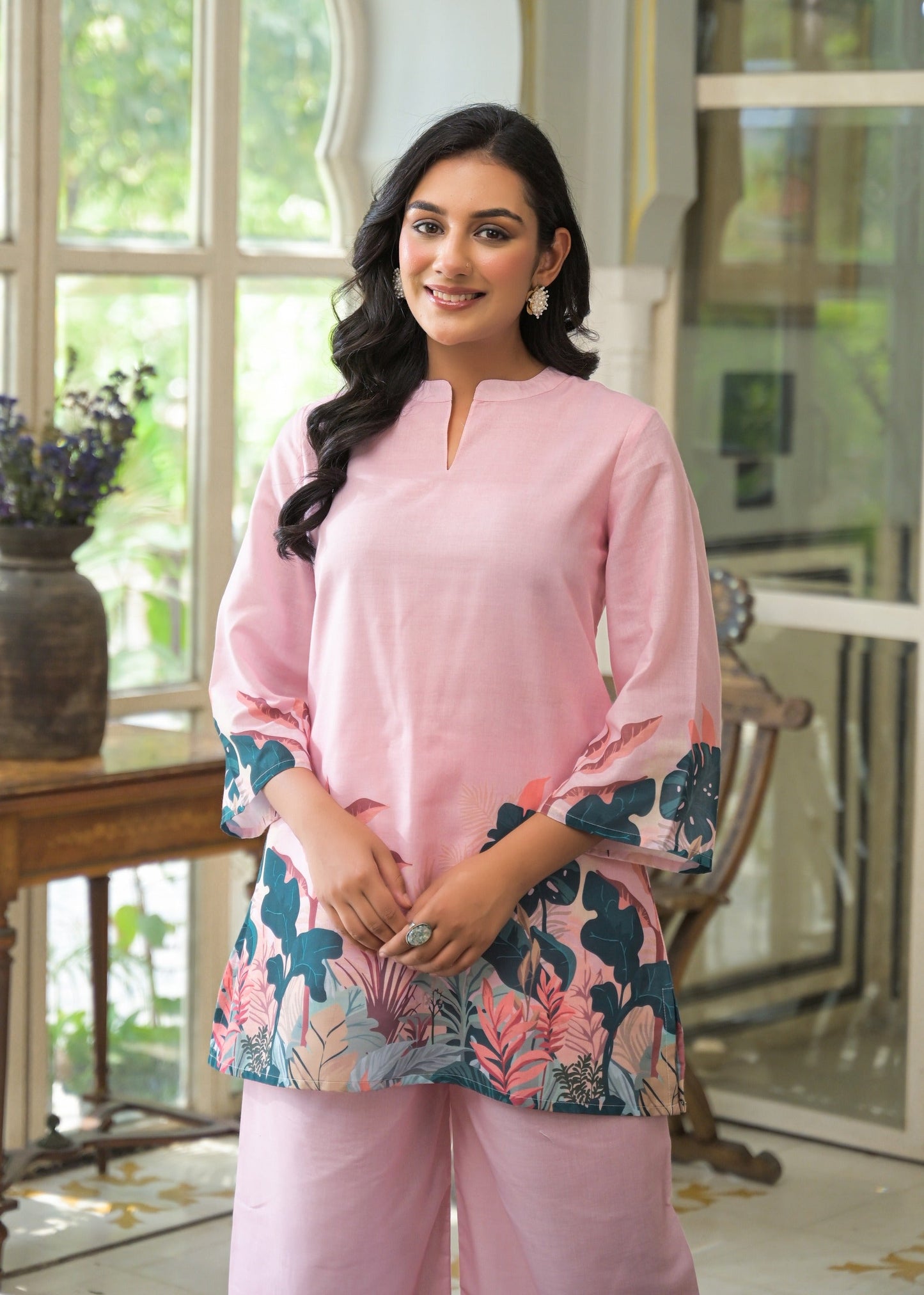 Vastramaya Softpink printed cotton co-ord set