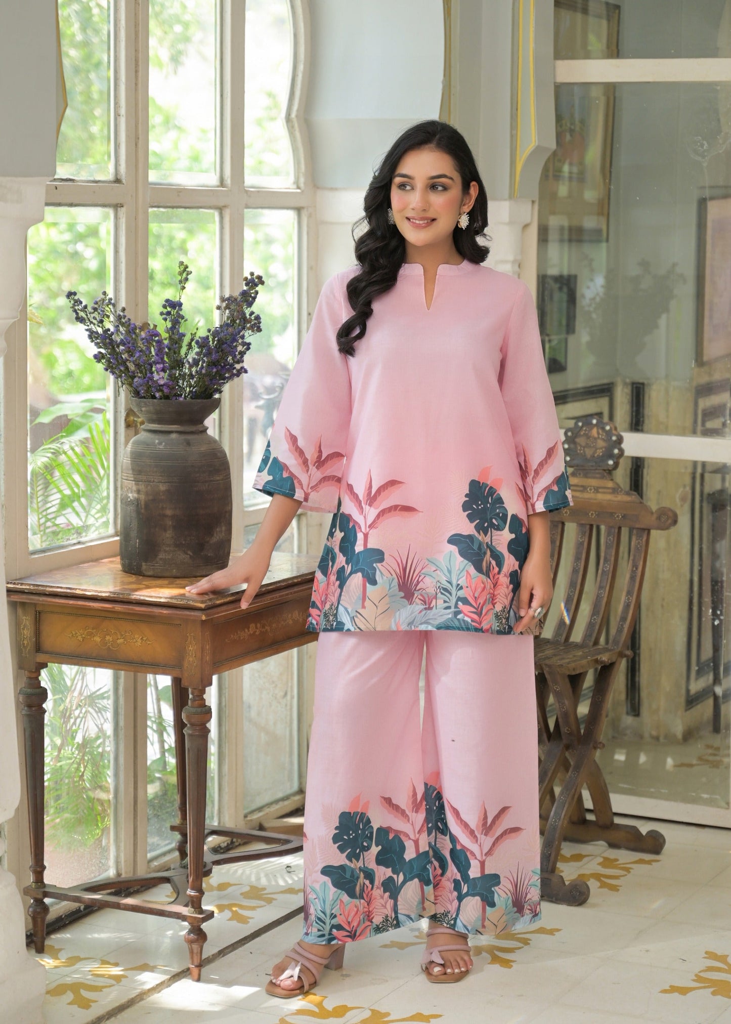 Vastramaya Softpink printed cotton co-ord set
